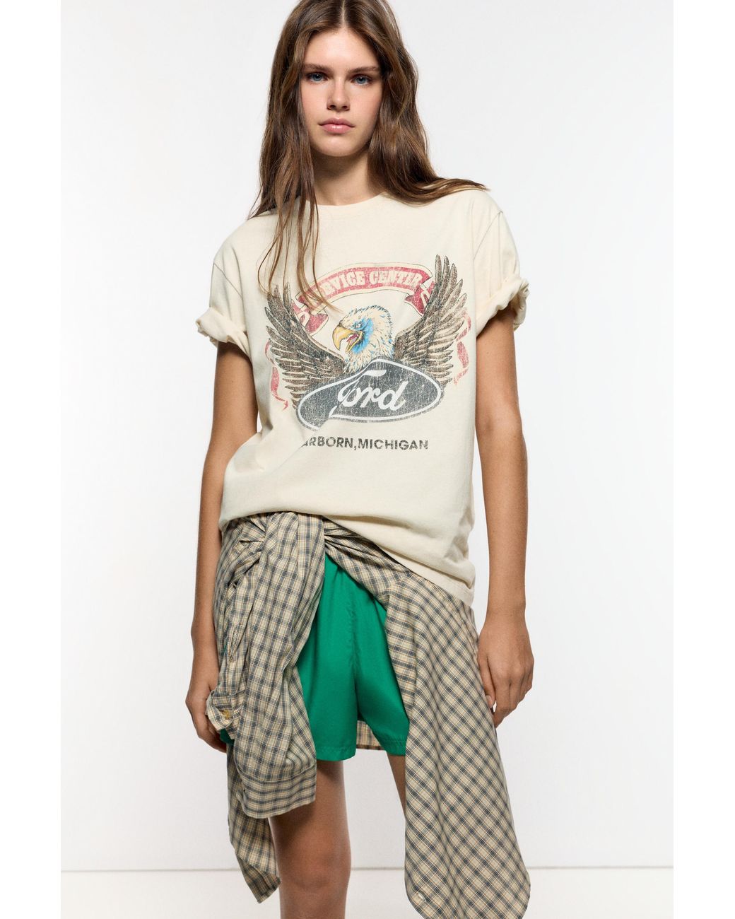 Pull&Bear Green Sporty Bermuda Shorts With Side Stripes