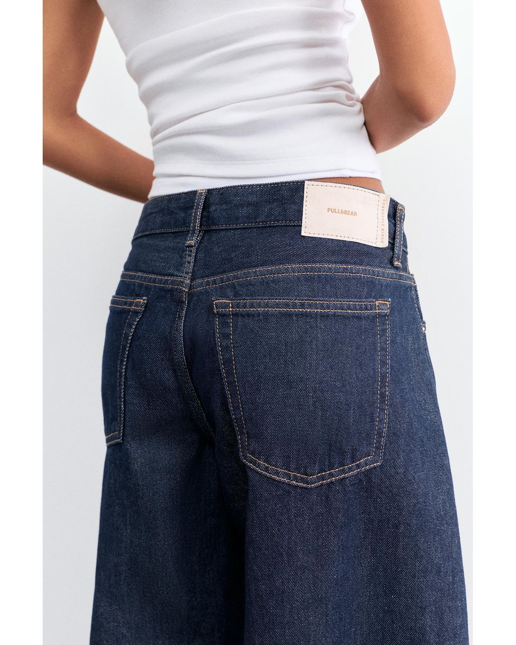 Pull&Bear Blue Low-Rise Barrel Jeans
