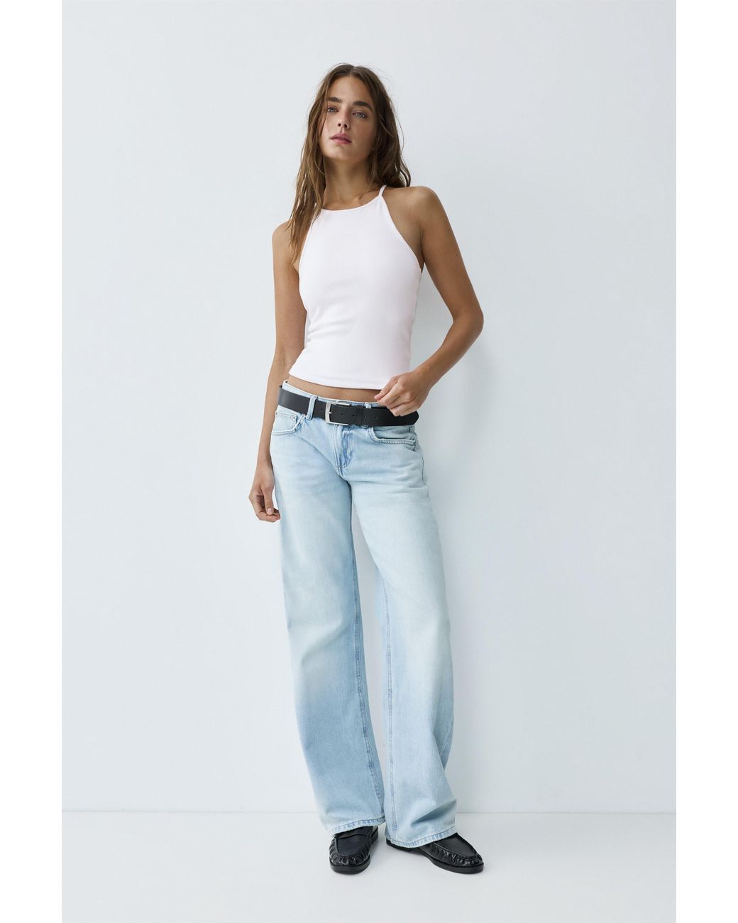 Pull&Bear White Halter-Neck Strappy Back Top