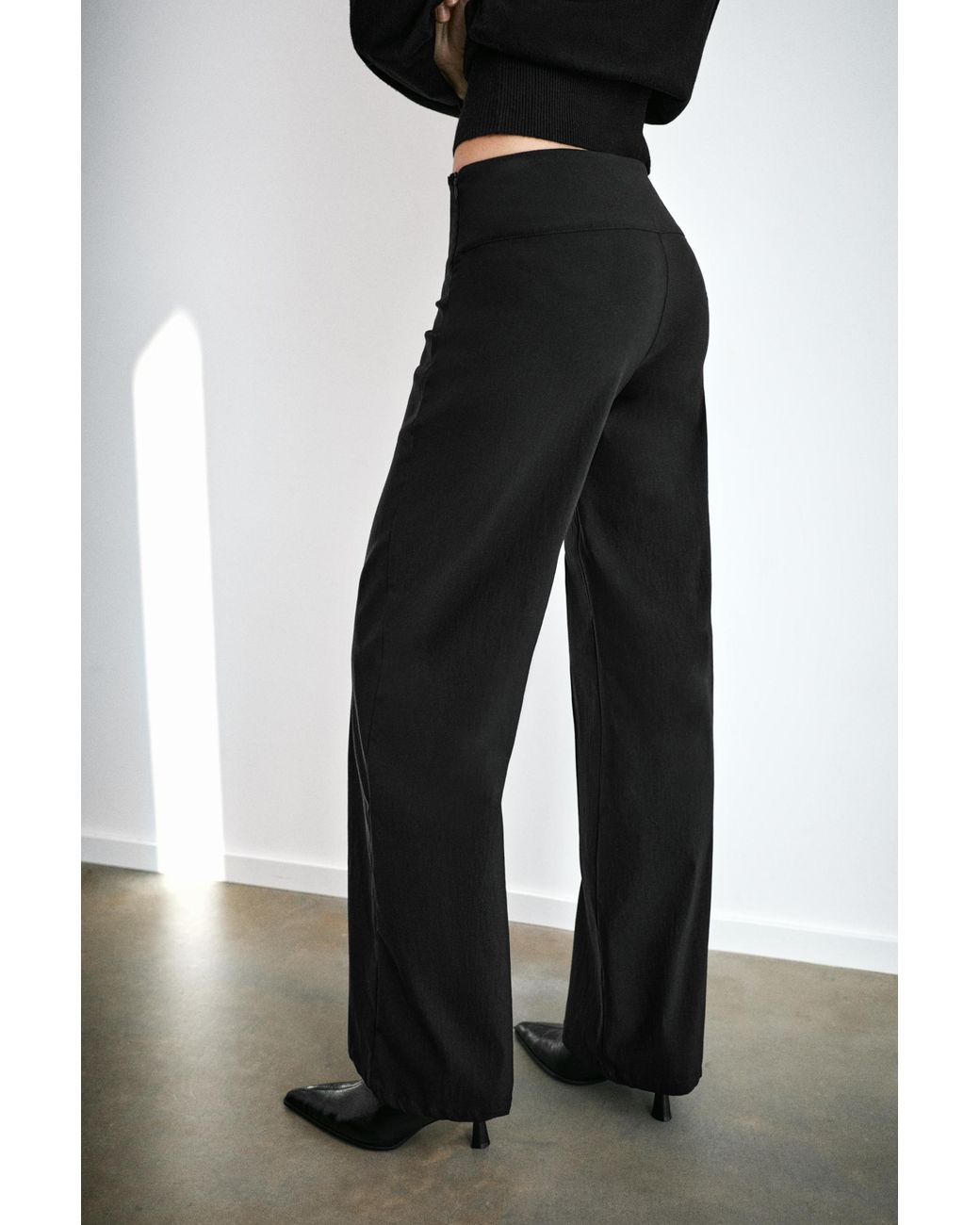 Pull&Bear Black Straight Double-Buckle Trousers