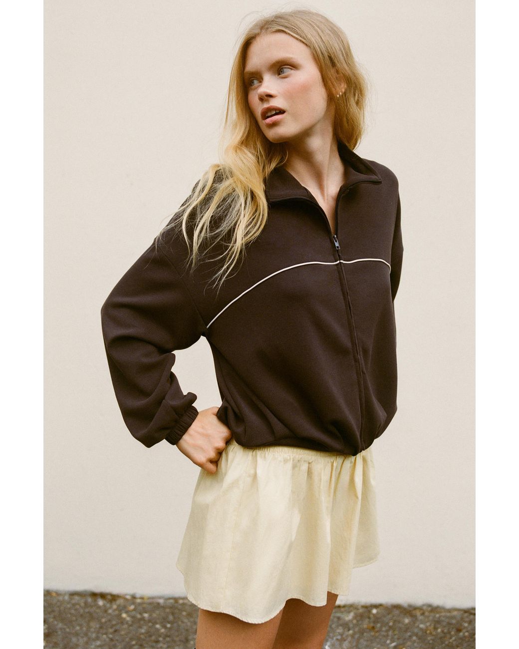 Pull&Bear Black Fluid Jacket With Contrast Trims