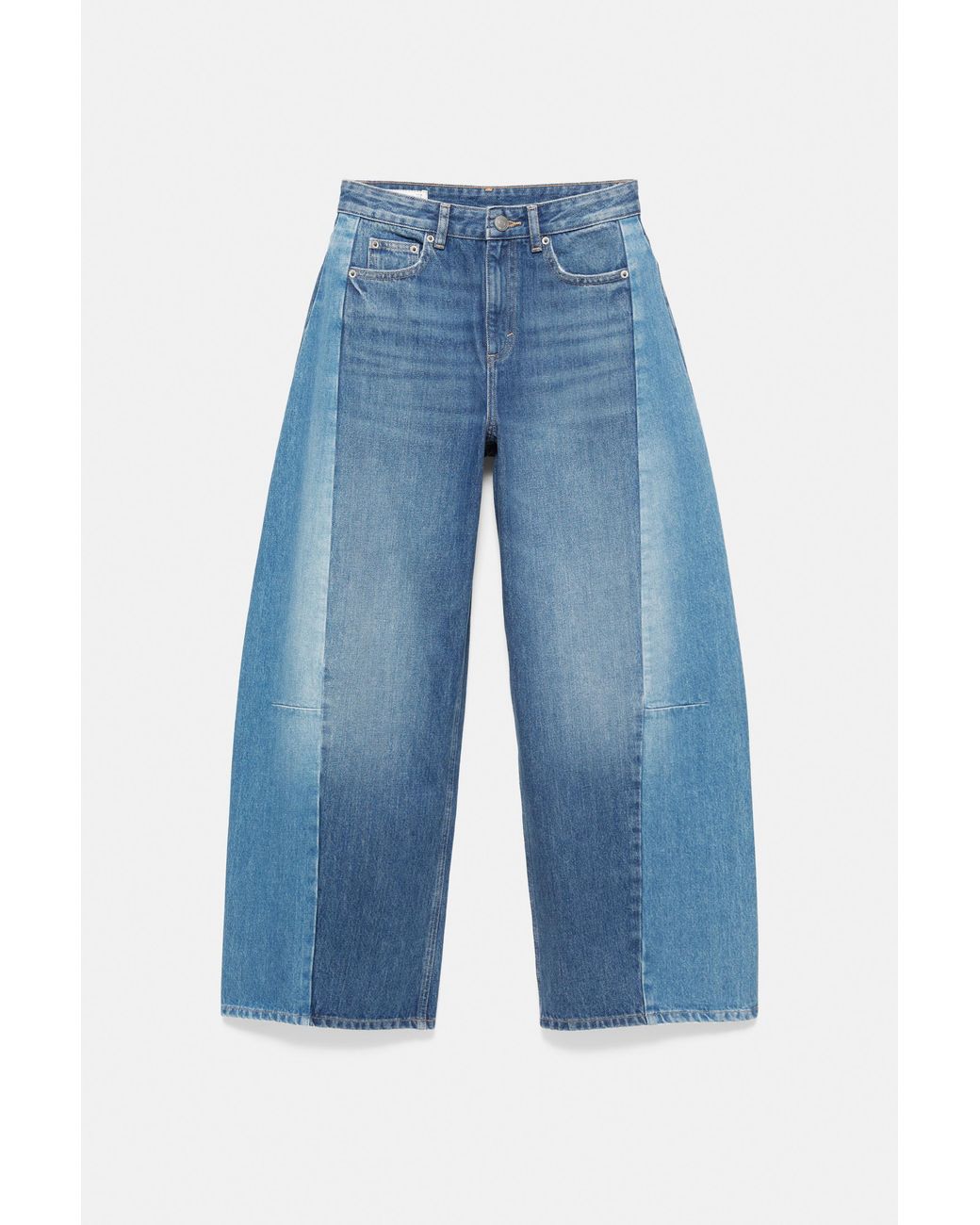 Jeans Barrel Patchwork di Pull&Bear in Blue
