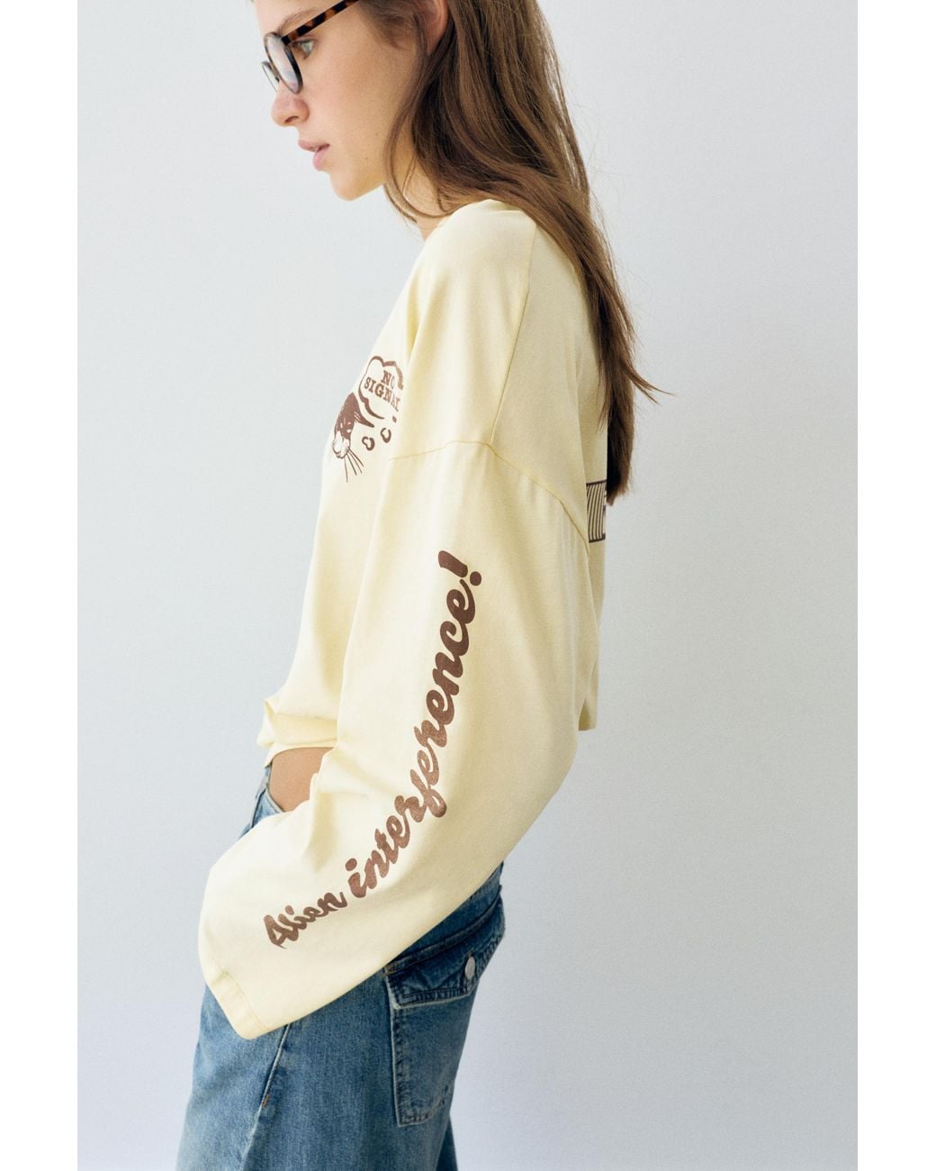 Pull&Bear Gray Oversize Cat Graphic T-Shirt