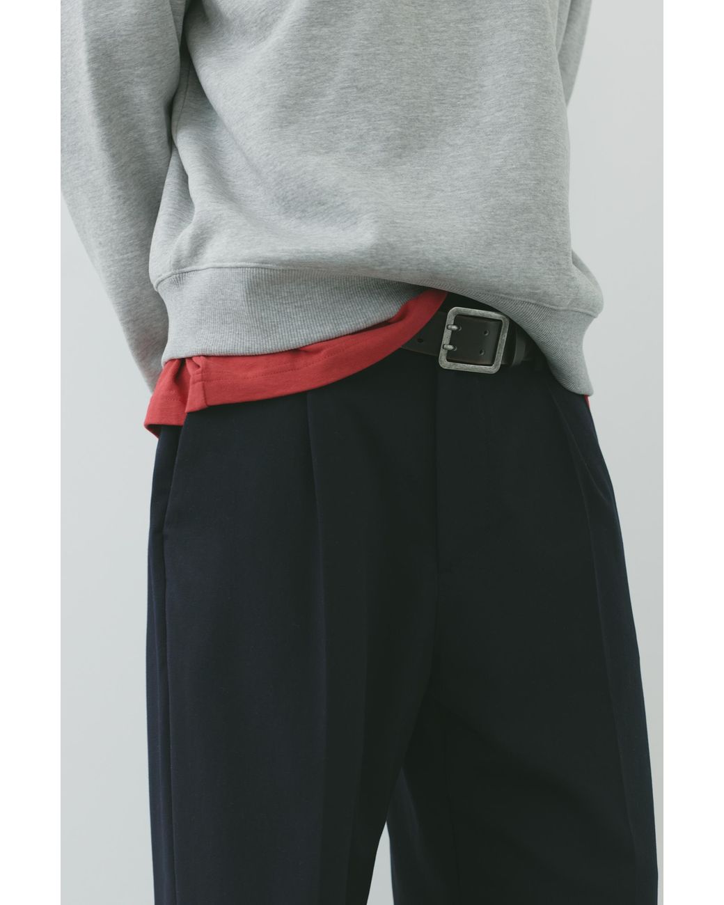 Pull&Bear Blue Wide-Leg Tailored Fit Trousers for men