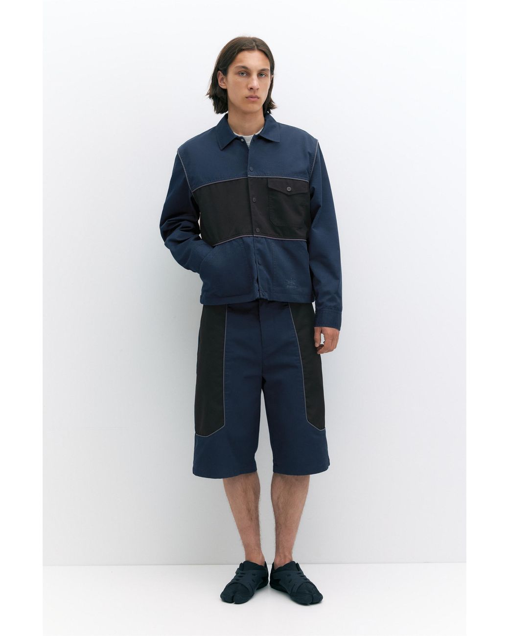 Pull&Bear Blue Pleasures X Stwd Panelled Bermuda Shorts for men