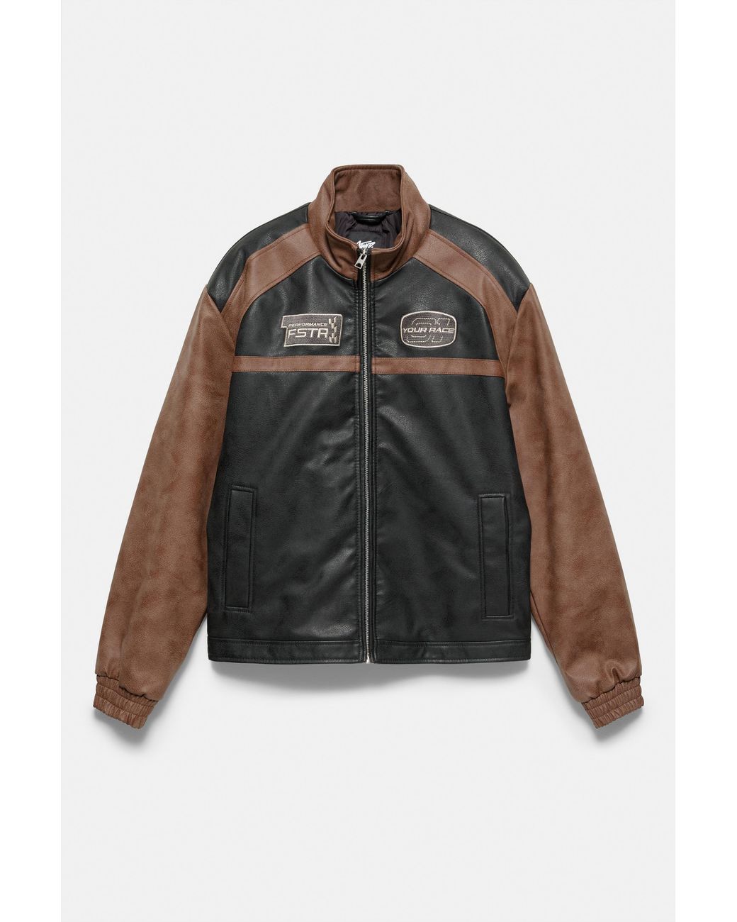 Pull&Bear Kunstlederjacke Mit Einsätzen in Brown für Herren