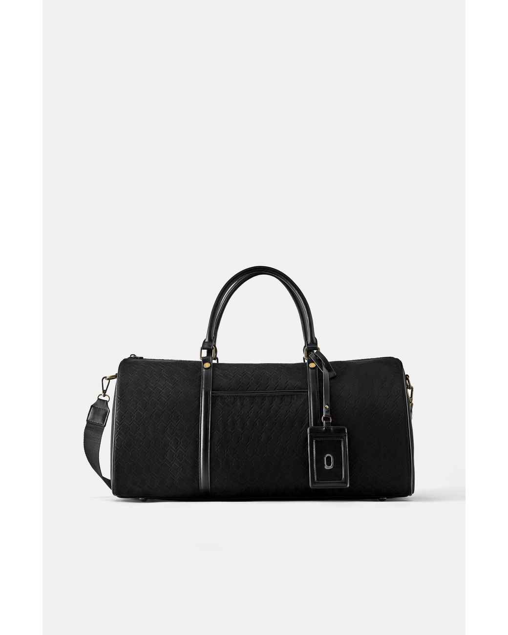 Pull&Bear Black Embossed Bowling Bag With Embellishment for men