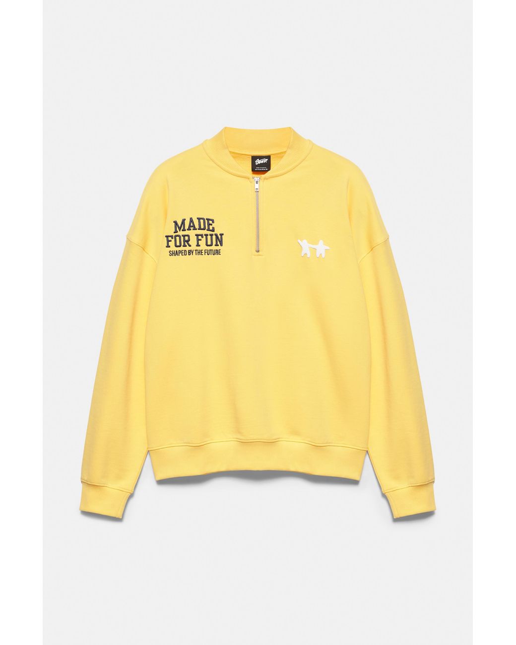 Pull&Bear Yellow Quarter-Zip Sweatshirt With Star Graphic for men