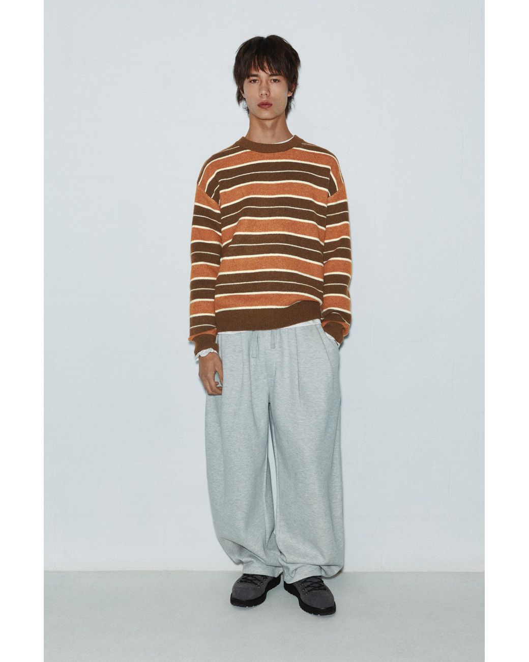 Pull Rayé Pull&Bear pour homme en coloris White