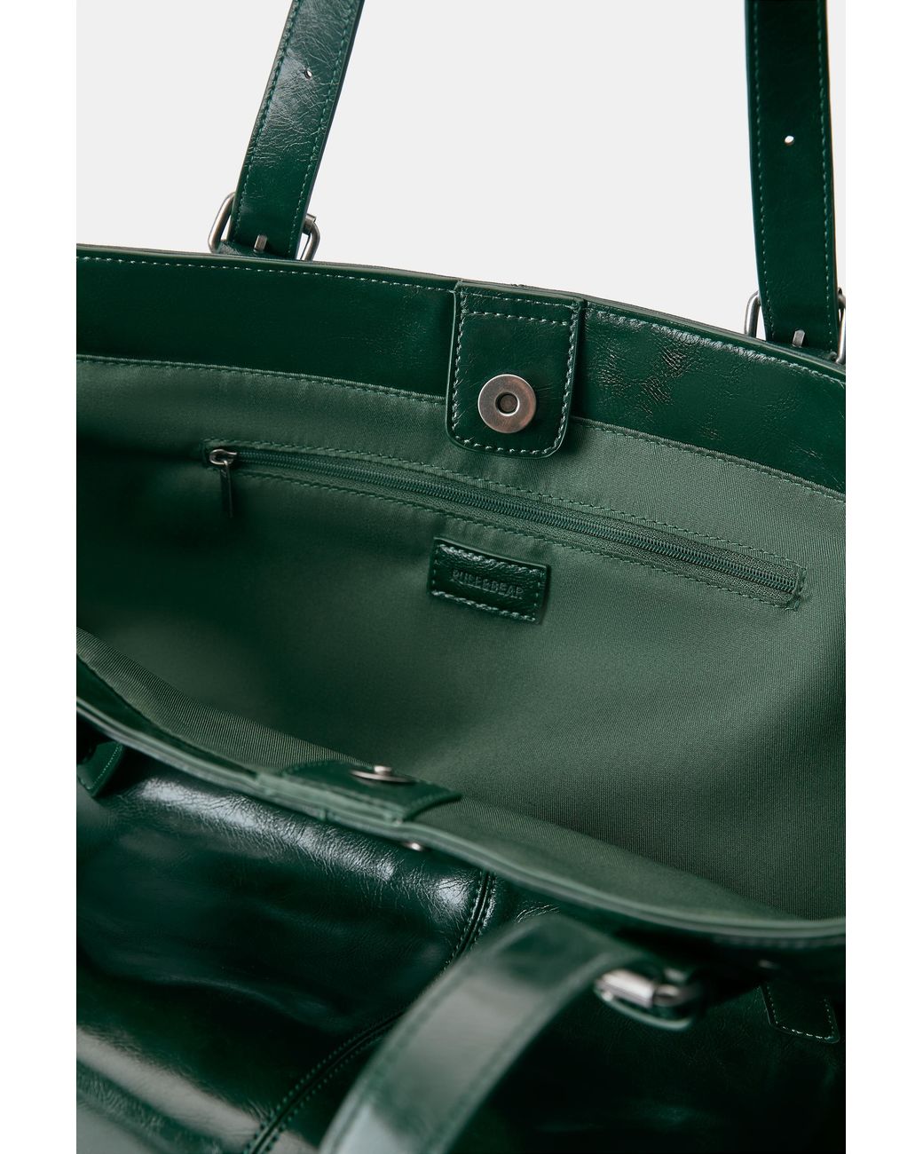 Pull&Bear Green Studded Tote Bag
