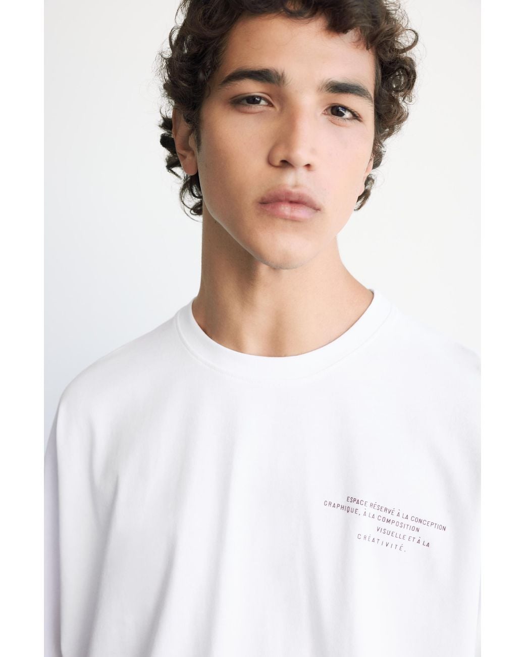 Pull&Bear White Boxy-Fit T-Shirt With Slogan for men
