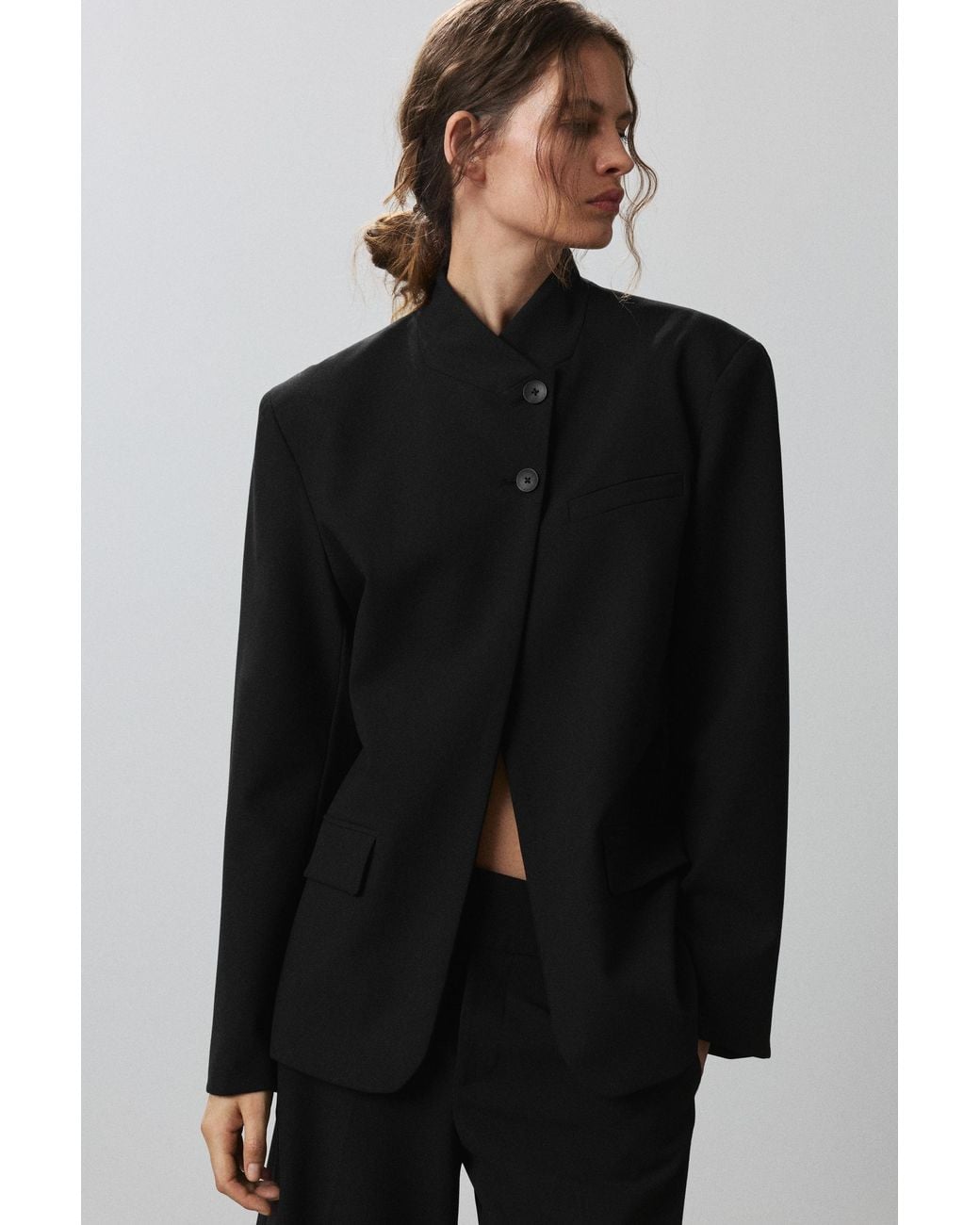 Blazer Nera A Doppiopetto di Pull&Bear in Black