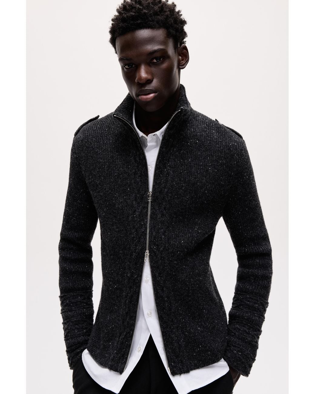 Pull&Bear Black 100% Wool Cardigan