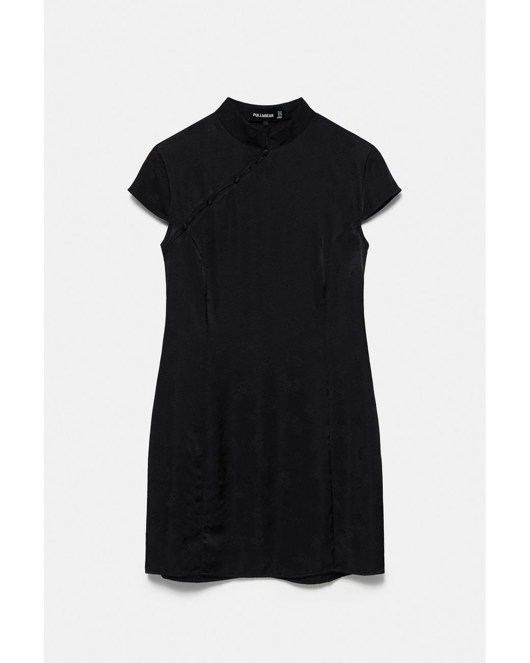 Pull&Bear Black Short Stand Collar Dress With Fireman Clasps