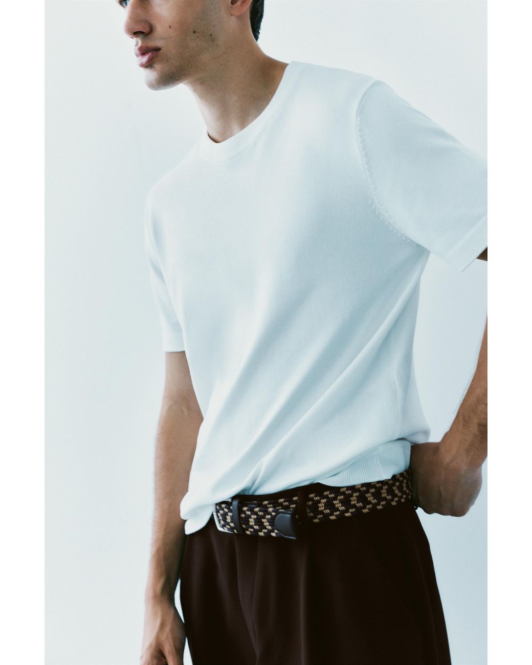 Pull&Bear Black Braided Belt for men