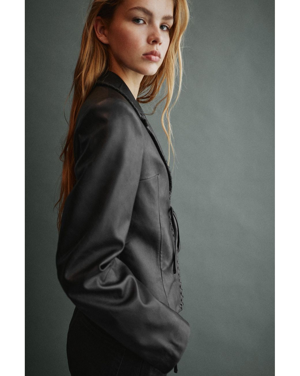 Pull&Bear Getailleerde Blazer Met Leereffect in het Gray