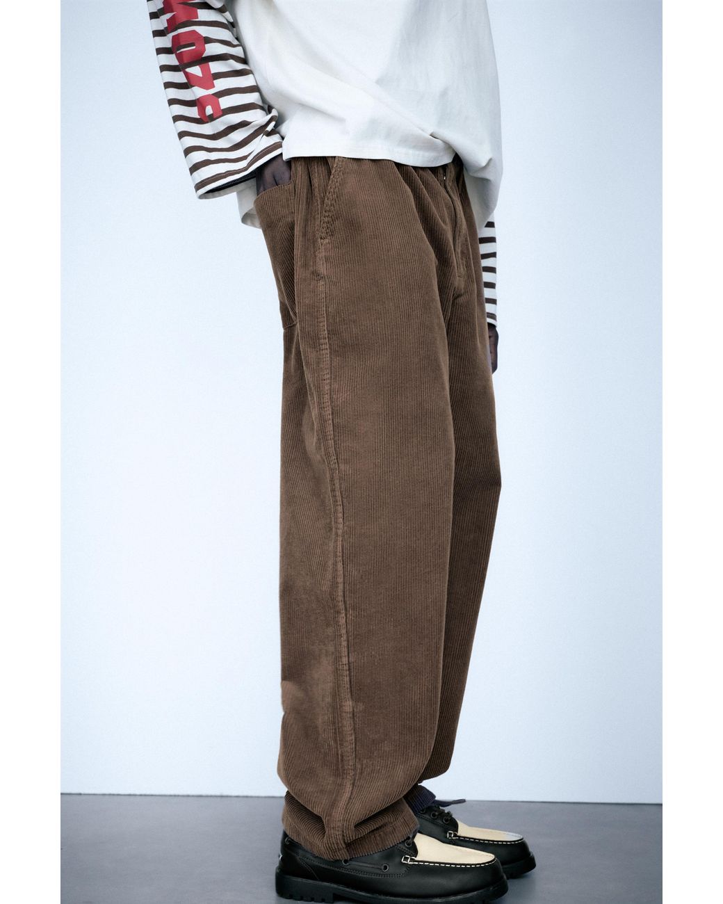 Pull&Bear White Corduroy Trousers for men