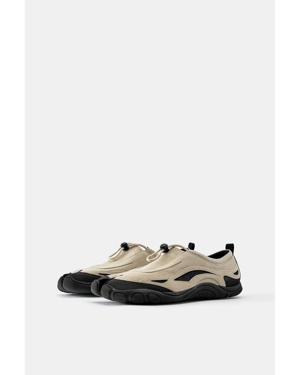 Pull&Bear Black Often Leather Tabi Trainers for men