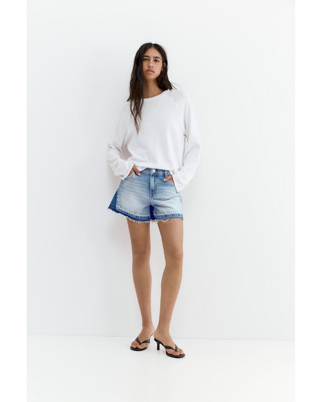 Pull&Bear Blue Patchwork Denim Bermuda Shorts