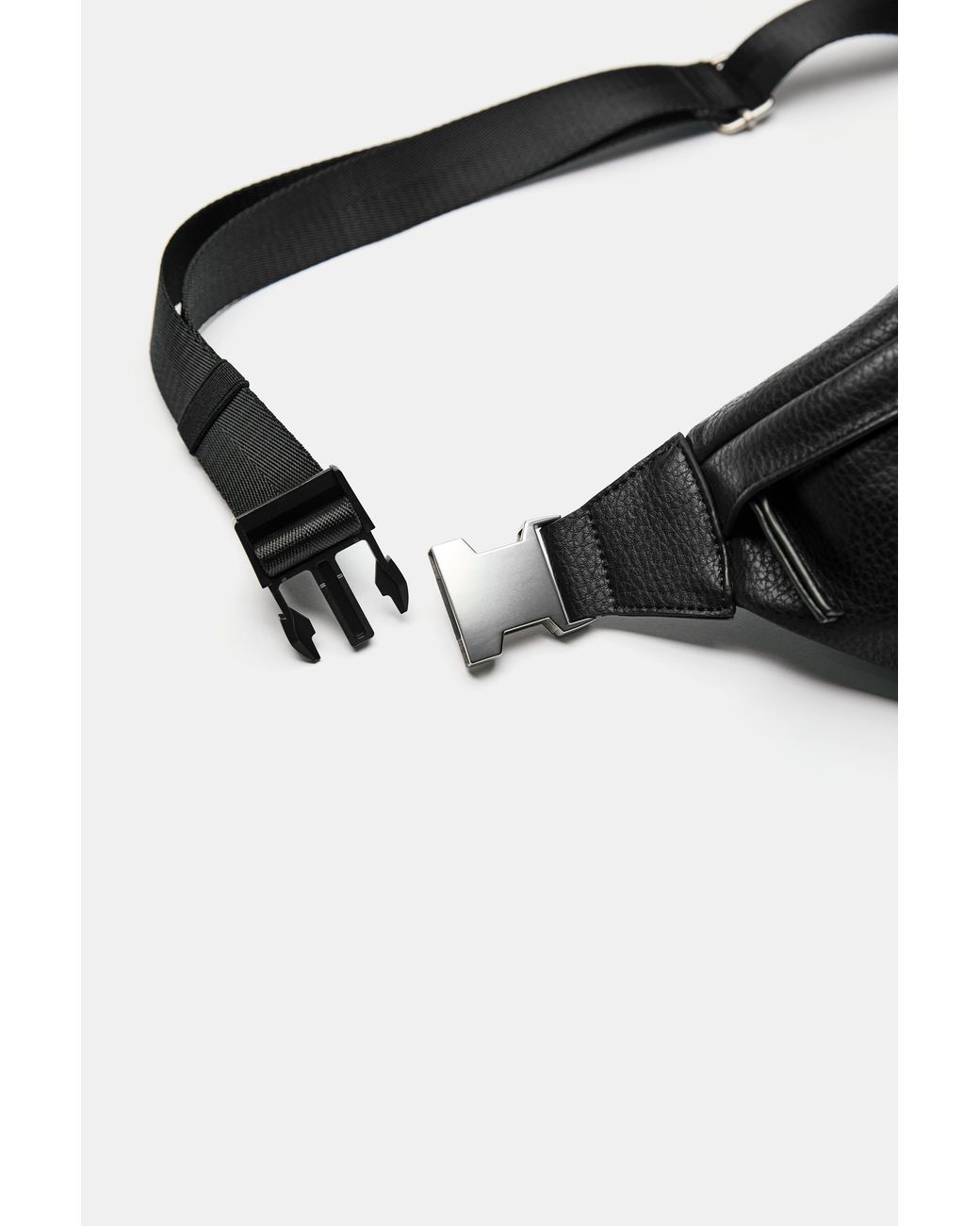 Pull&Bear Black Textured Belt Bag for men