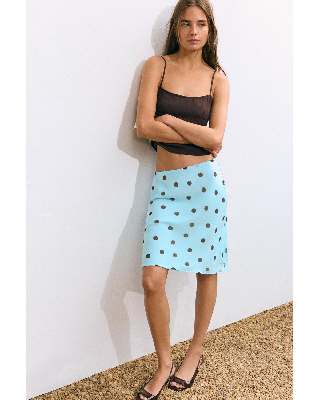 Pull&Bear Green Midirock Mit Tupfen