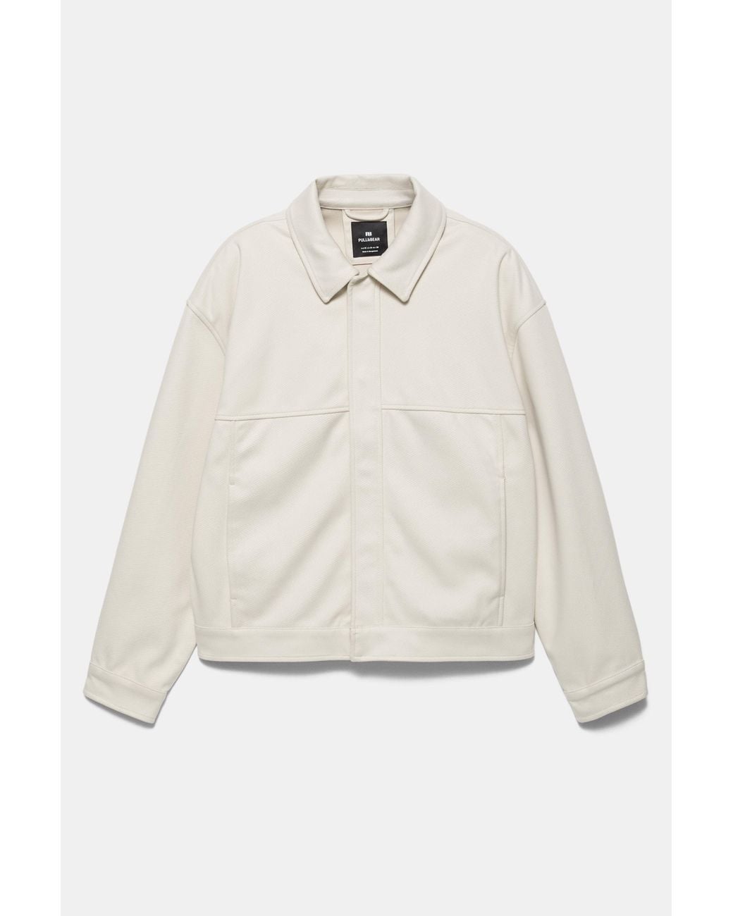 Pull&Bear White Textured Jacket for men