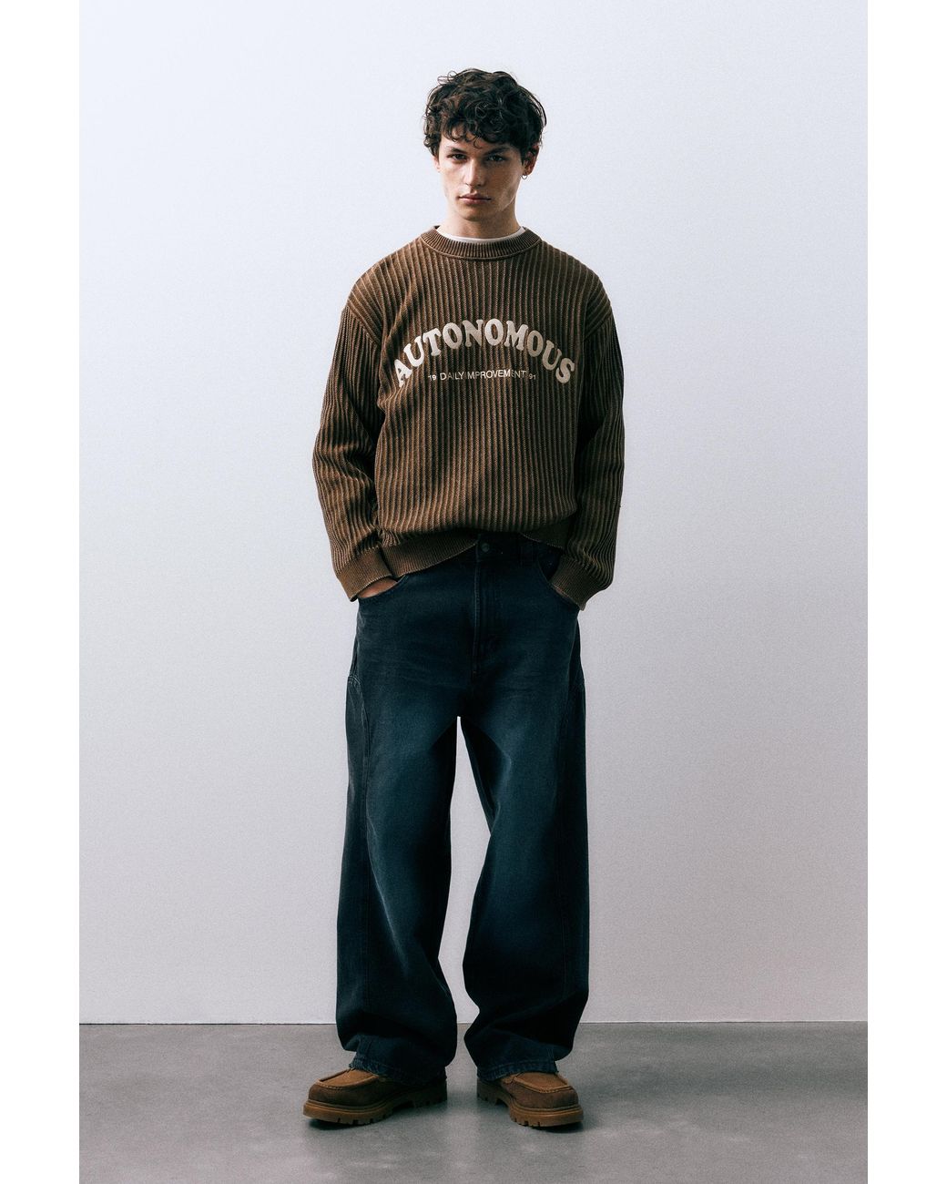 Pull&Bear Brauner Pullover Autonomous in Black für Herren