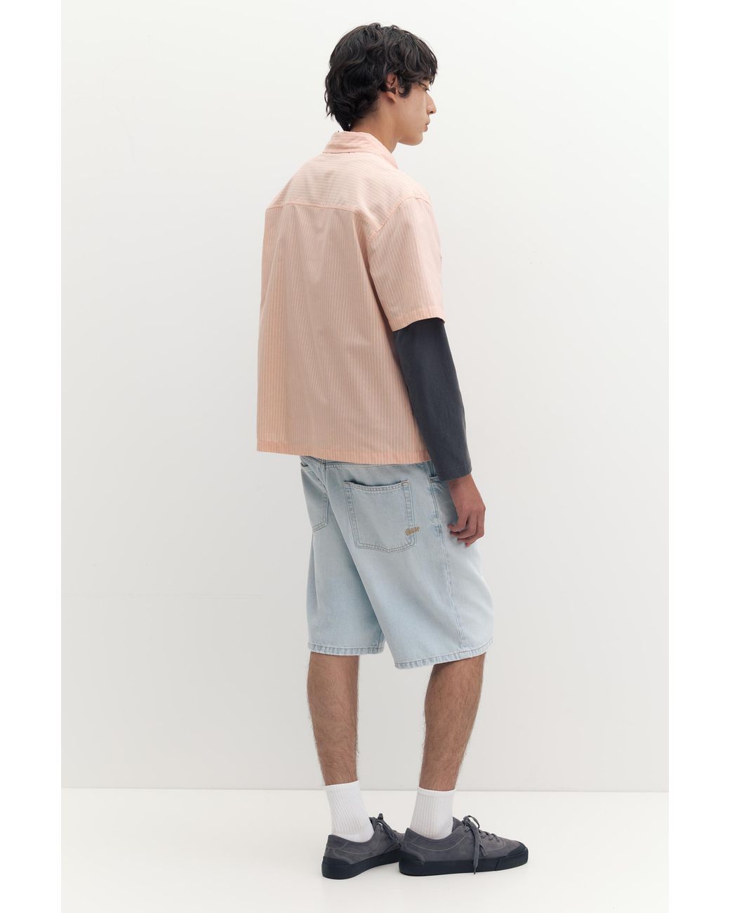 Pull&Bear Blue Baggy Denim Bermuda Shorts for men