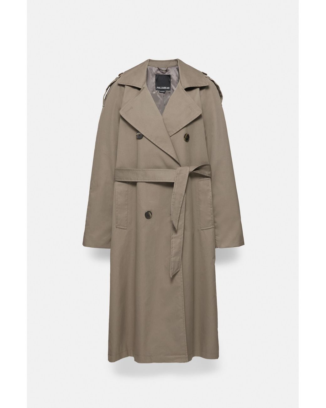 Pull&Bear Gray Basic Trench Coat