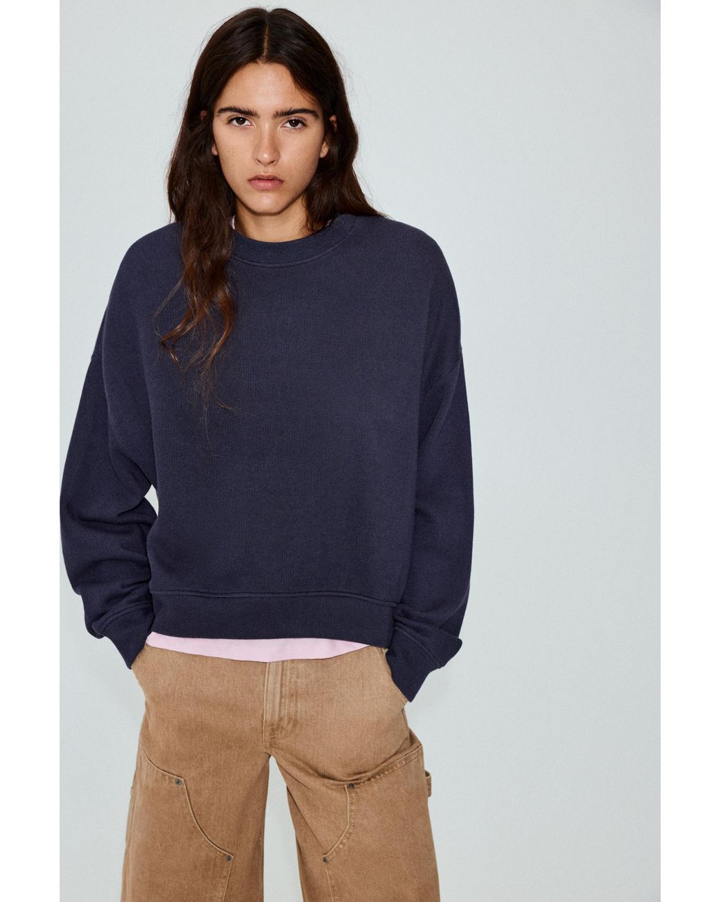 Pull&Bear Heavyweight Sweatshirt in het Blue