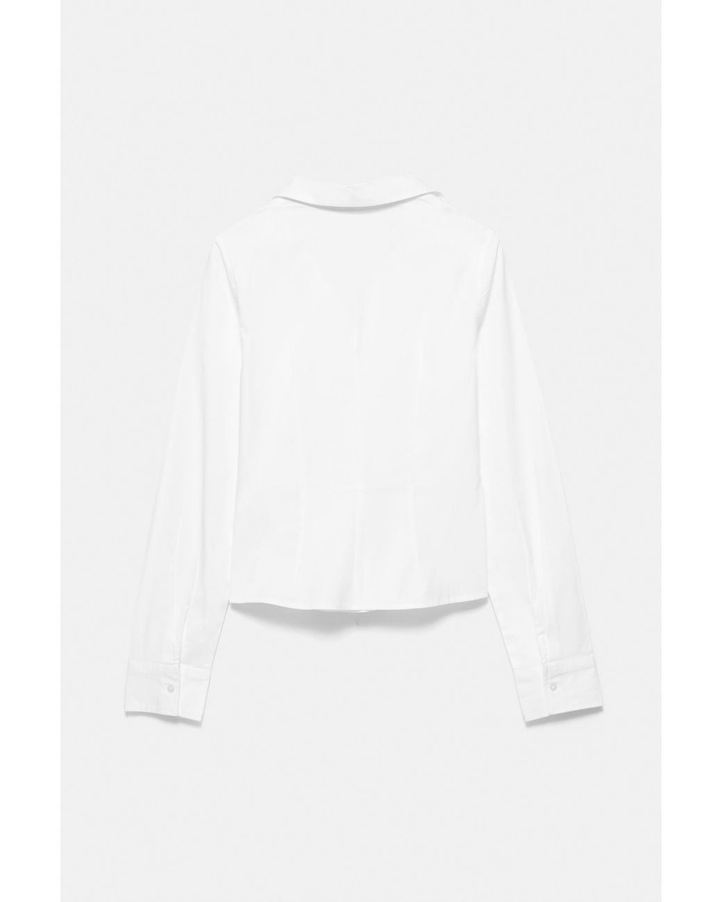 Pull&Bear White Tailliertes Hemd Mit Breiten Manschetten