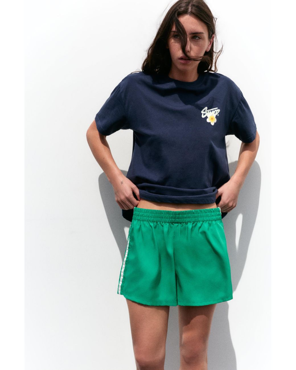 Pull&Bear Blue Oversize Floral Graphic T-Shirt