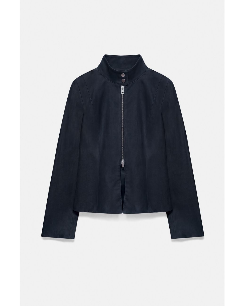 Pull&Bear Blue Fitted High Neck Jacket