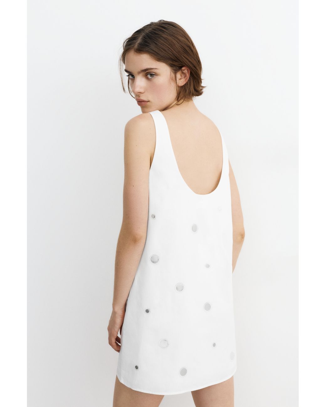 Pull&Bear White Short Strappy Dress With Mirrored Details