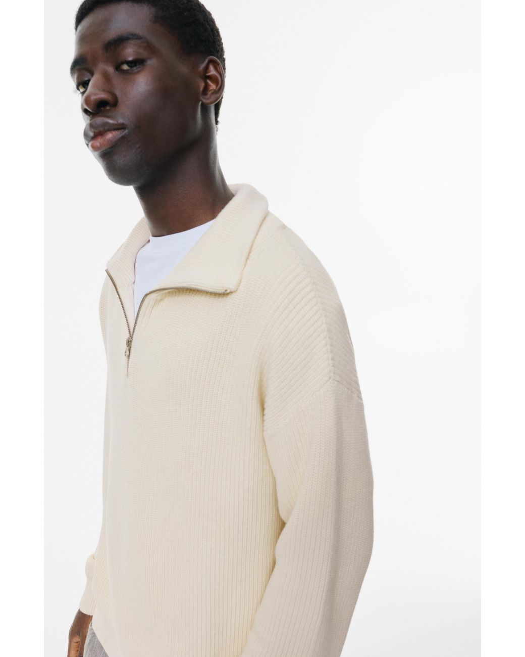 Pull Col Zippé Pull&Bear pour homme en coloris Natural