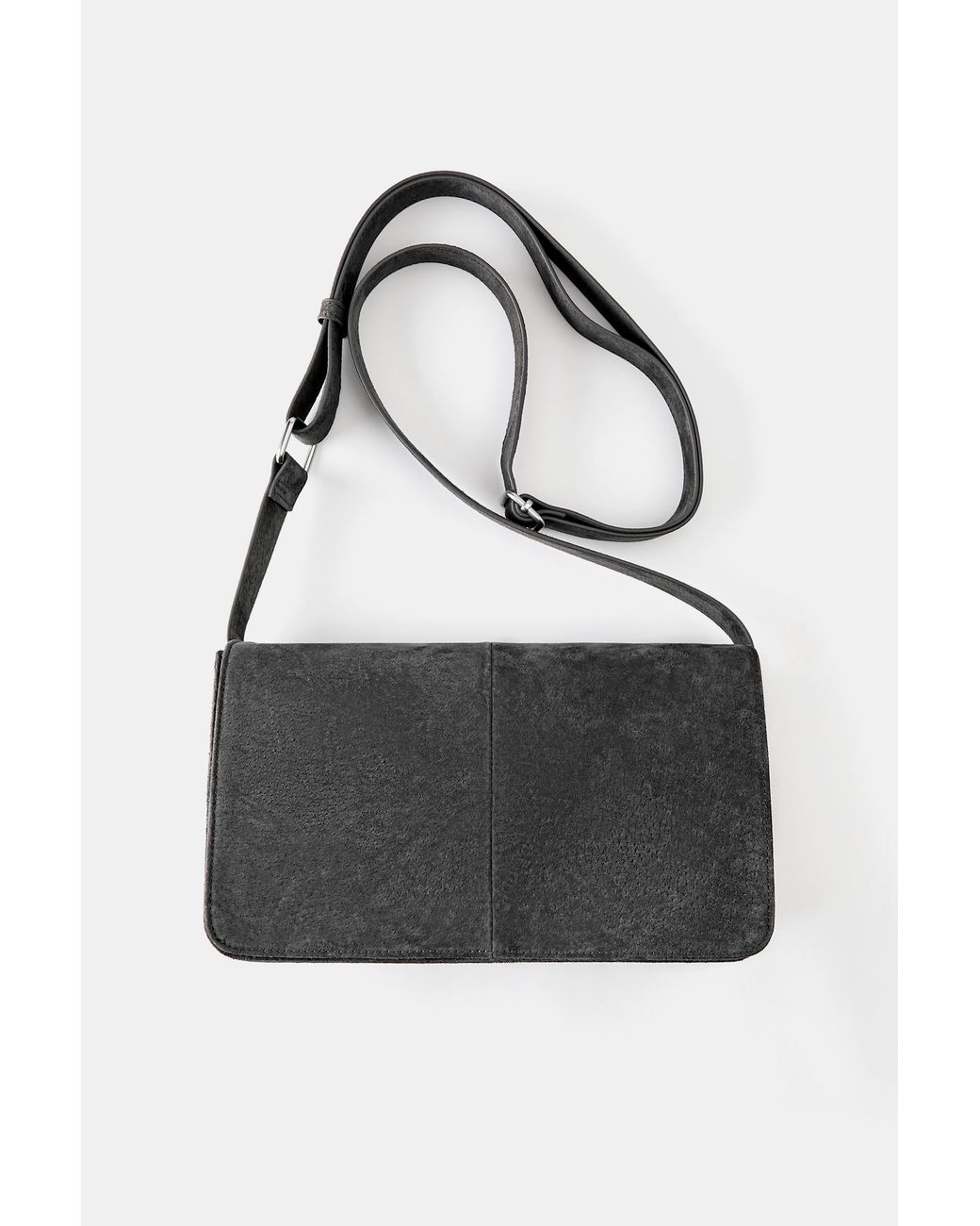 Pull&Bear Gray Leather Flap Crossbody Bag for men