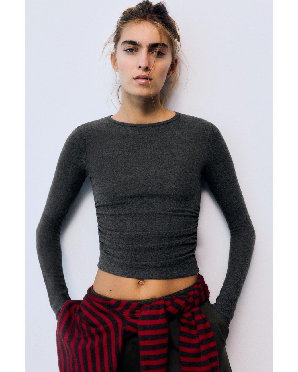 Pull&Bear Multicolor Soft-Touch Gathered T-Shirt