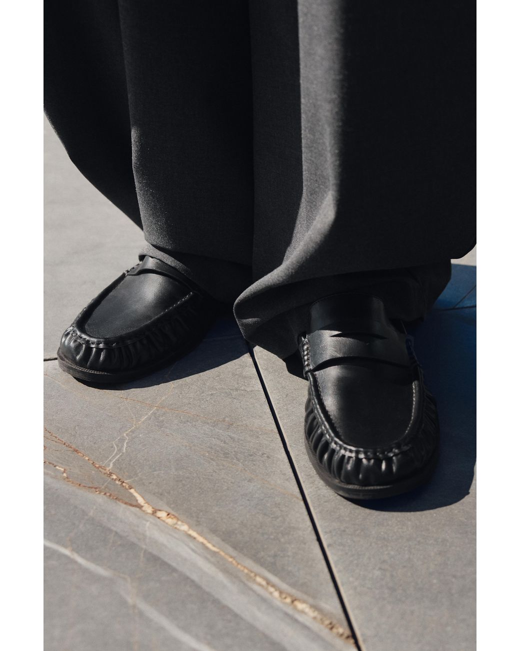 Pull&Bear Blue Gathered Moccasins