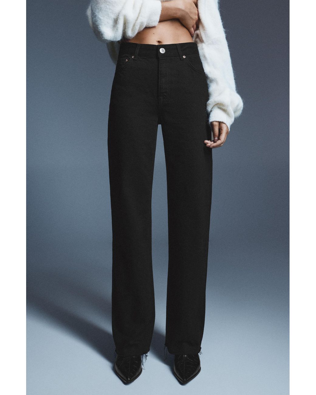 Pull&Bear Blue High-Waist Wide Straight-Leg Jeans