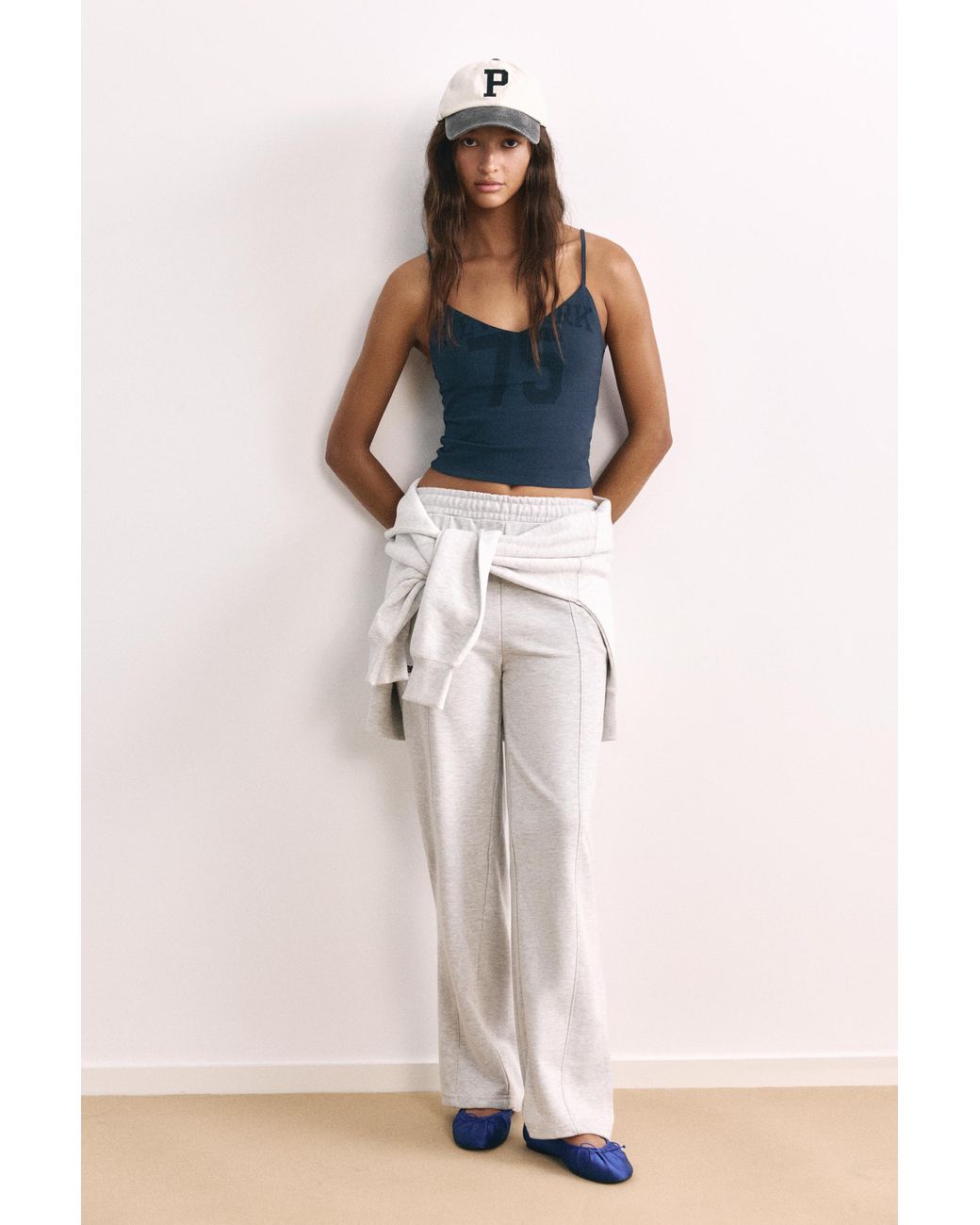 Pull&Bear Blue New York Graphic Strappy Top
