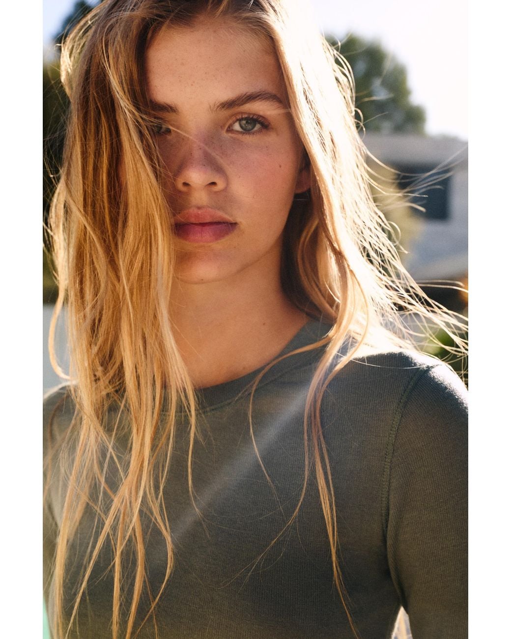 Pull&Bear Green Long Sleeve T-Shirt