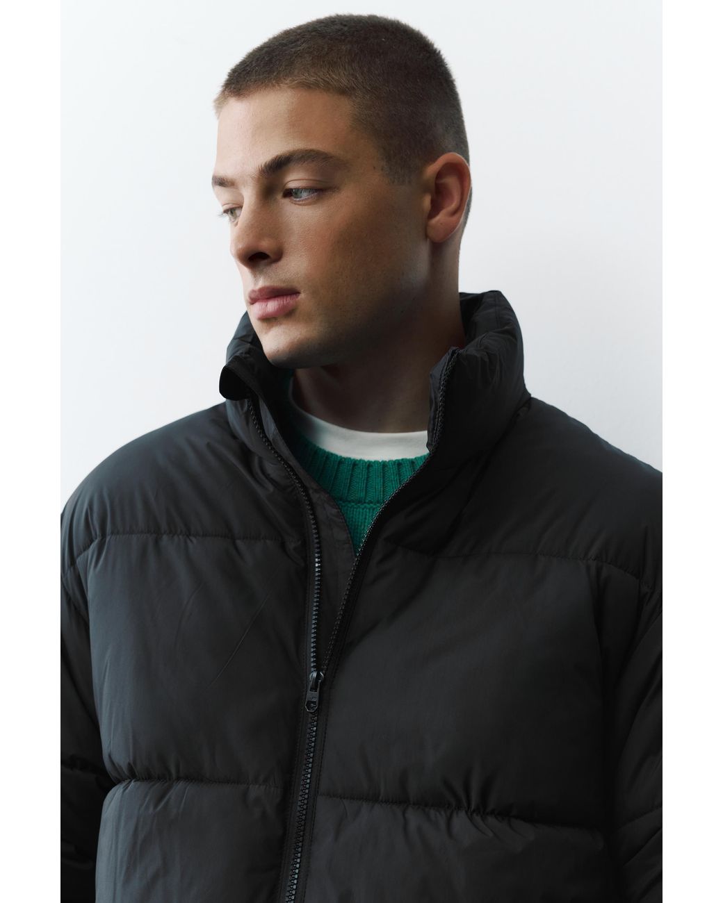 Giubbotto Imbottito Collo Alto di Pull&Bear in Black da Uomo