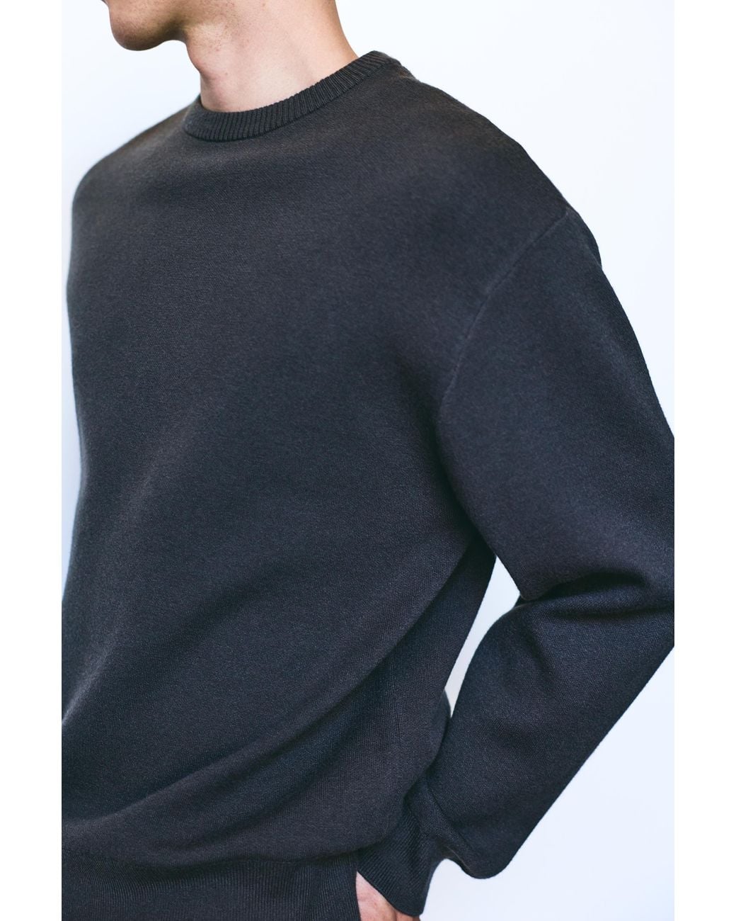 Pull&Bear Blue Soft Round Neck Jumper for men