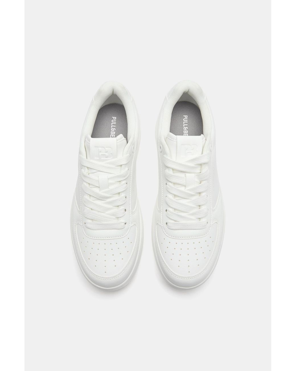 Pull&Bear White Casual Platform Trainers