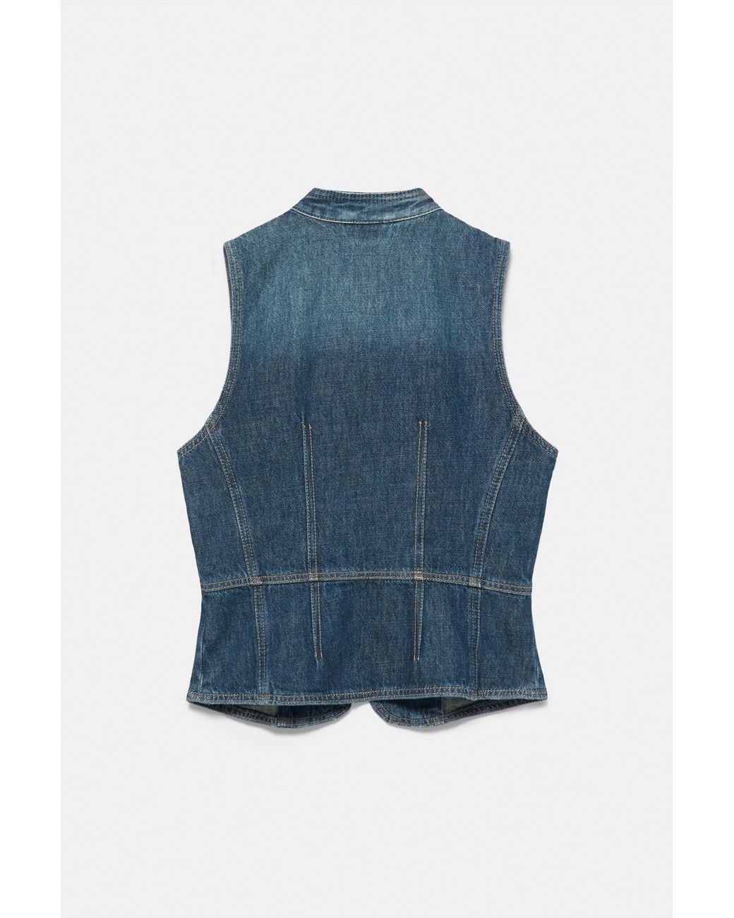 Pull&Bear Blue Seamed Denim Halter Top