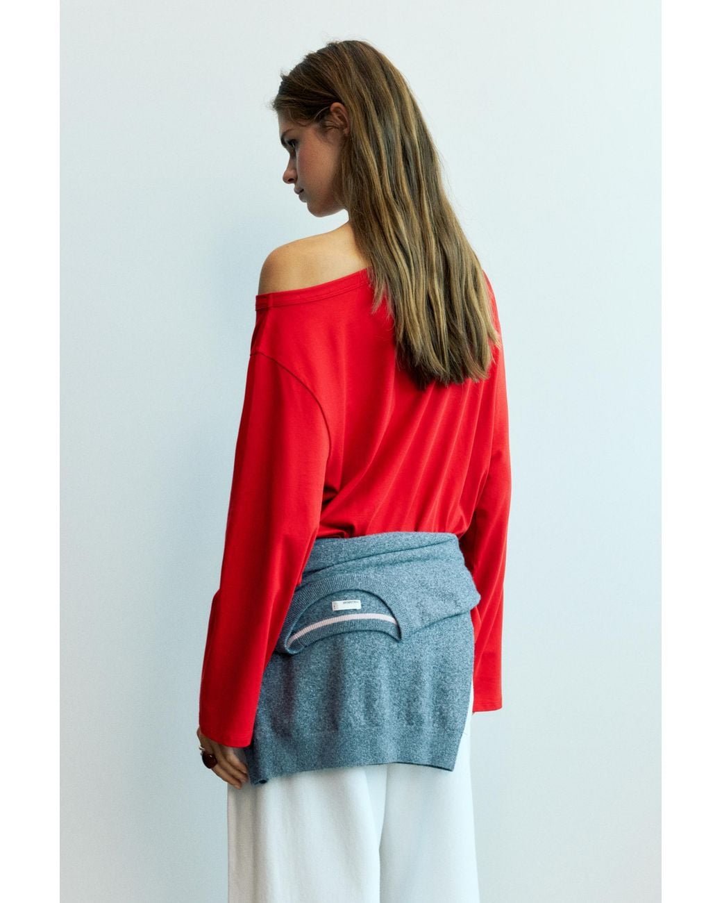 Pull&Bear Red Asymmetric Oversize T-Shirt