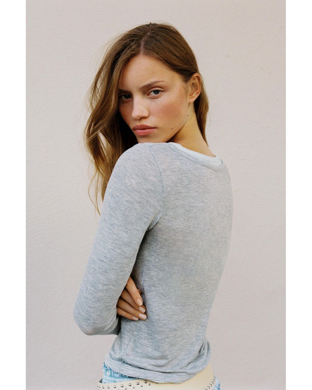 Pull&Bear Multicolor Button-Detail Double-Layer T-Shirt