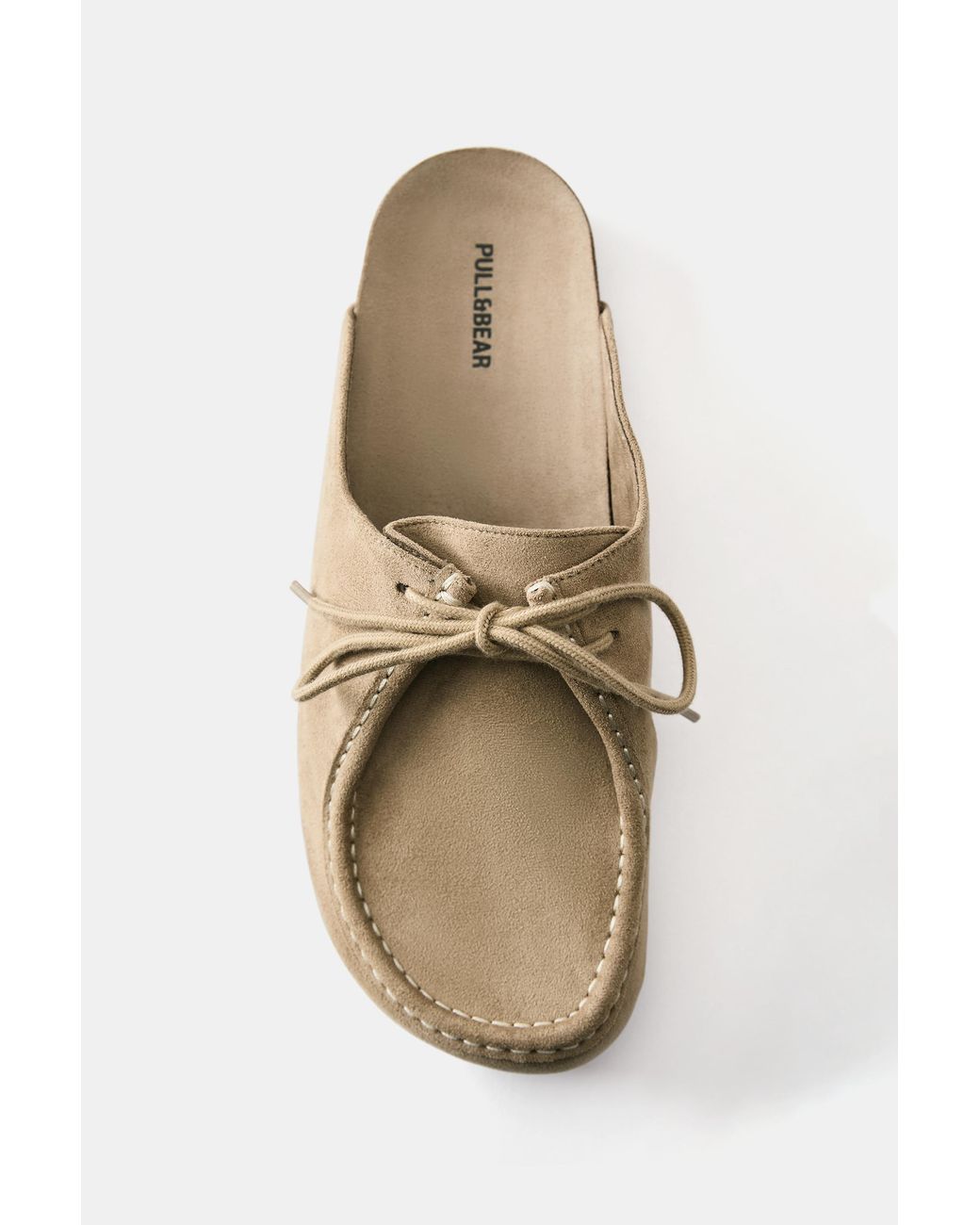 Pull&Bear Natural Lace-Up Clogs for men