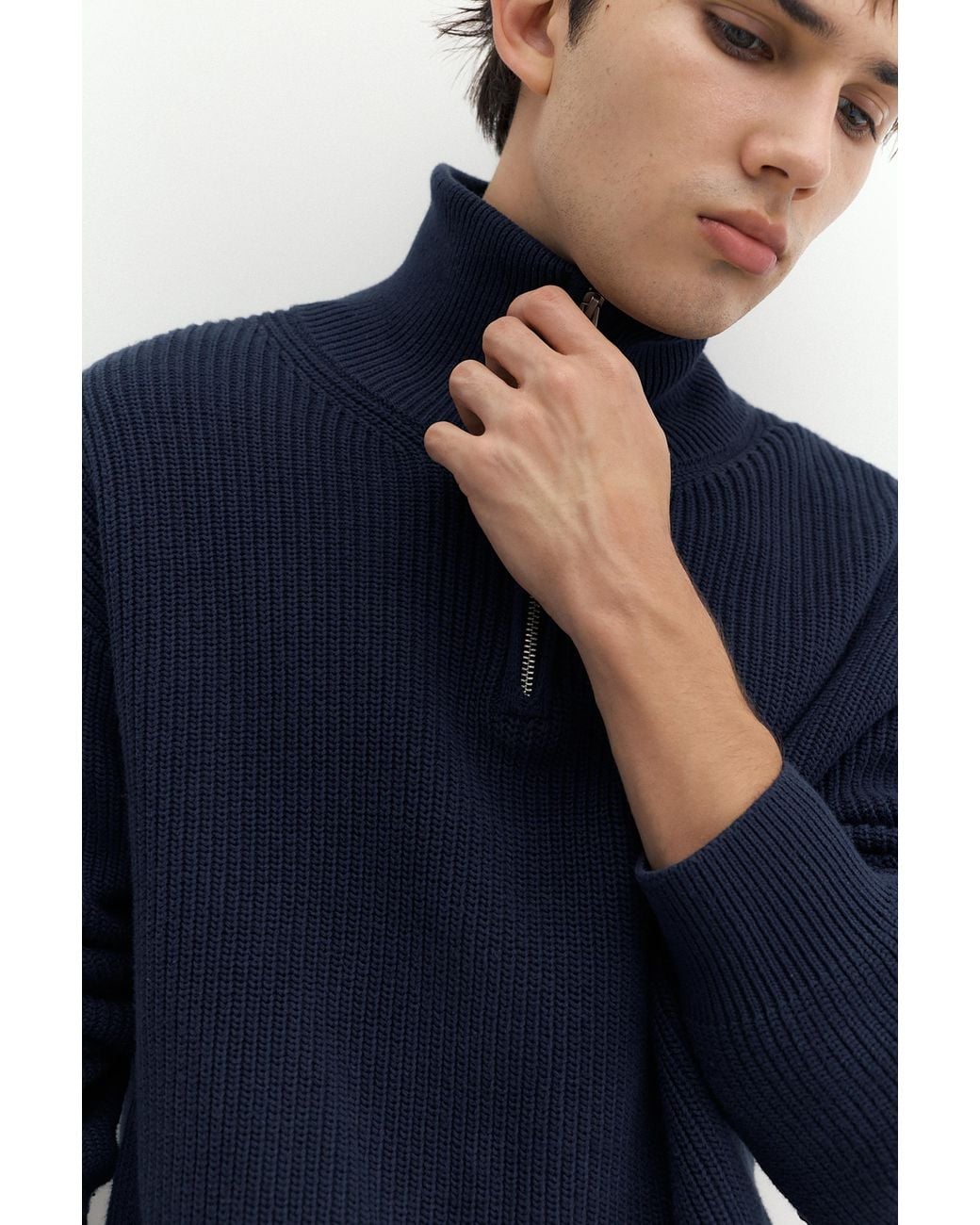 Pull&Bear Blue Quarter-Zip Jumper for men