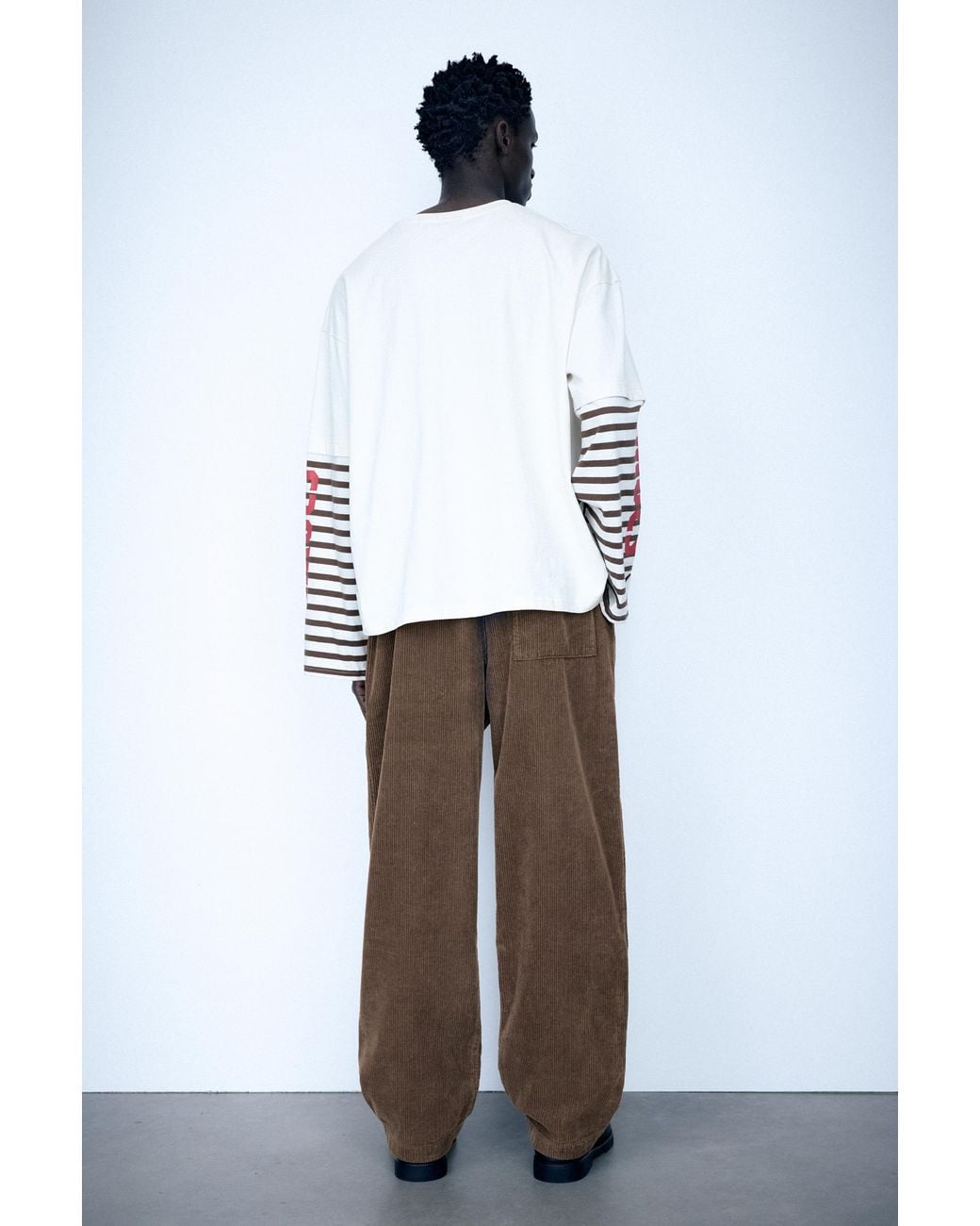 Pull&Bear White Corduroy Trousers for men